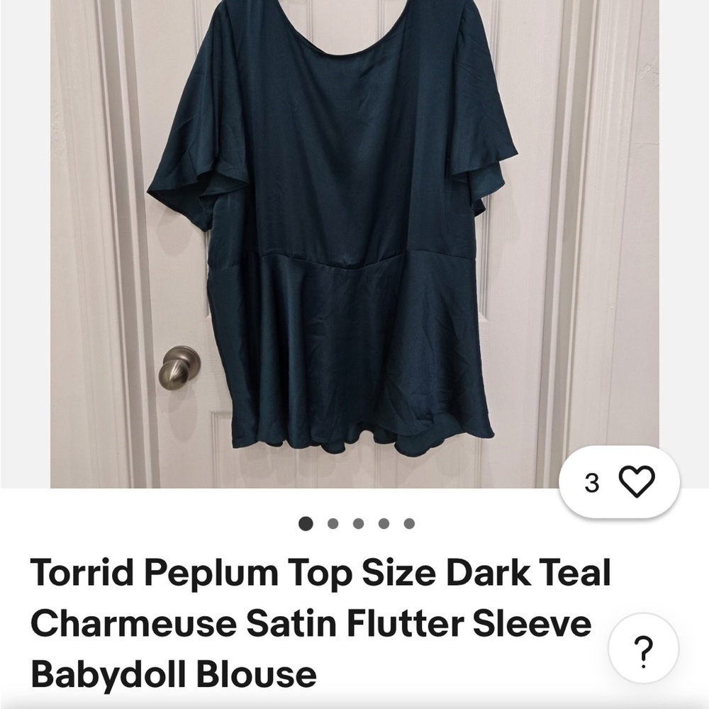 Torrid Teal Satin Babydoll Blouse